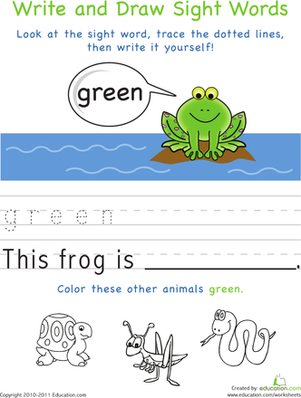Write and Draw Sight Words: Green