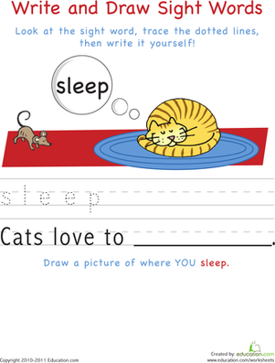 Write and Draw Sight Words: Sleep