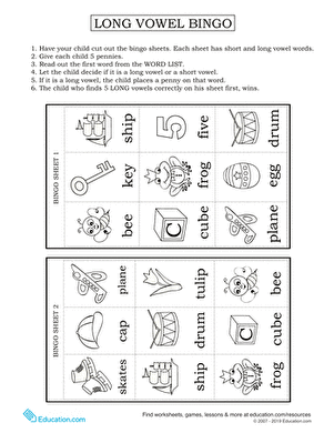 Play Long Vowel Bingo