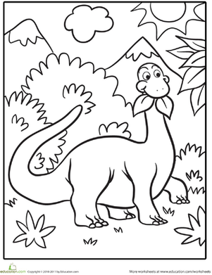 Cute Dinosaur Coloring Page