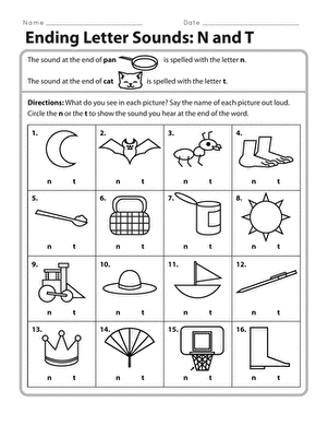 Ending Letter Sounds: N and T