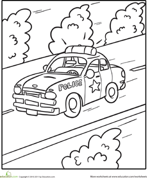 Transportation Coloring Page: Police Car