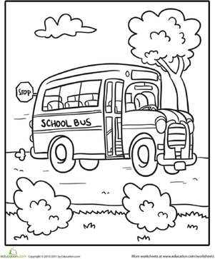 Transportation Coloring Page: School Bus