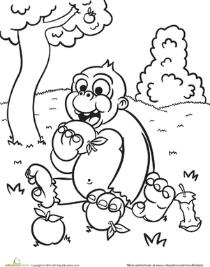 Hungry Monkey Coloring Page