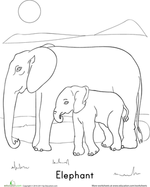 Elephant Family Coloring Page
