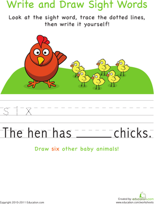 Write and Draw Sight Words: Six