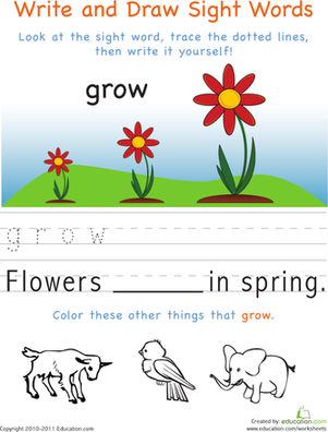 Write and Draw Sight Words: Grow