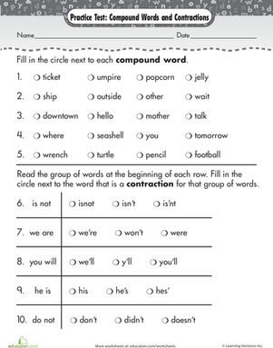 Practice Test: Compound Words and Contractions