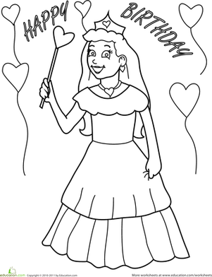 Birthday Coloring: Princess