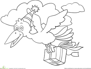 Birthday Coloring: Bird