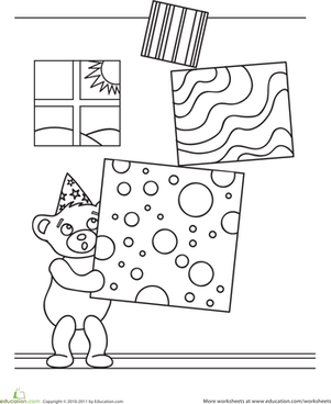 Birthday Teddy Bear Coloring Page