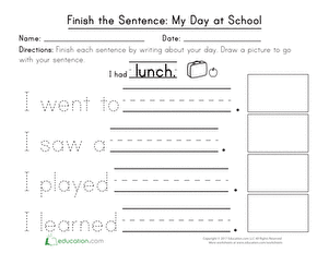 Finish the Sentence: My Day at School