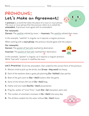 Pronouns: Let's Make an Agreement
