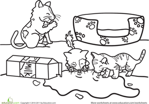 Color the Kittens and their Milk