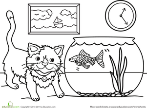 Color the Kitty and the Fish