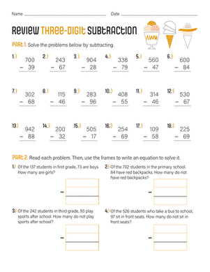 Review Three-Digit Subtraction