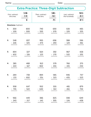 额外练习:三位数减法