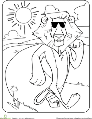 Color the Strolling Lion
