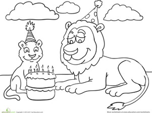 Birthday Coloring: Lion Party