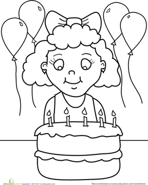 Birthday Coloring: Birthday Girl