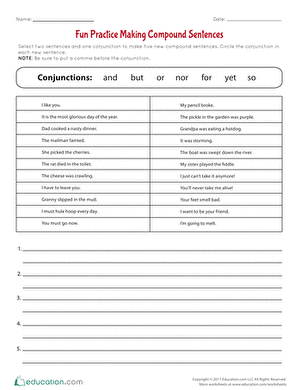 Fun Practice Making Compound Sentences