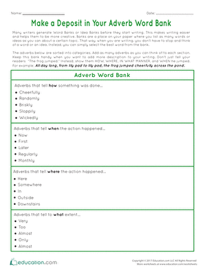 Make a Deposit in Your Adverb Word Bank