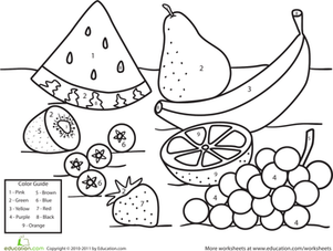 Color by Number Fruit