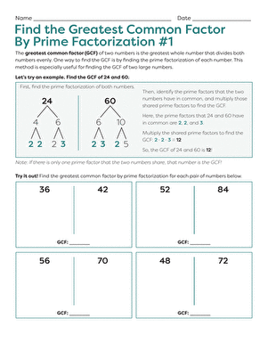 Find the Greatest Common Factor By Prime Factorization #1