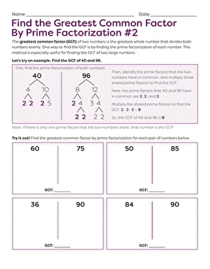 Find the Greatest Common Factor By Prime Factorization #2