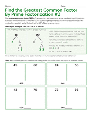 Find the Greatest Common Factor By Prime Factorization #3