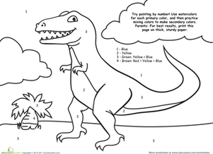 Watercolor Paint by Number: Dinosaur