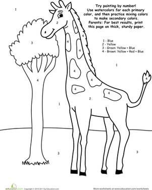 Watercolor Paint by Number: Giraffe