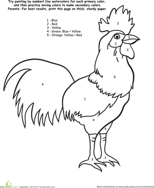 Watercolor Paint by Number: Rooster