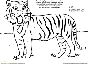 Watercolor Paint by Number: Tiger