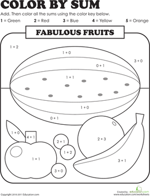 Color by Sum: Fabulous Fruits