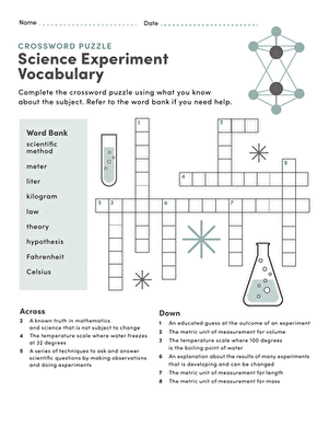  Science Experiment Vocabulary: Crossword