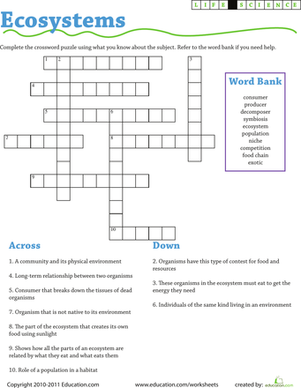 Life Science Crossword: Ecosystems