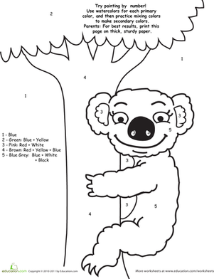 Watercolor Paint by Number: Koala Bear