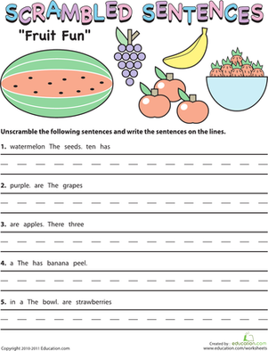 Scrambled Sentences: Fruit Fun