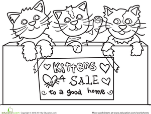 Kittens Coloring Page