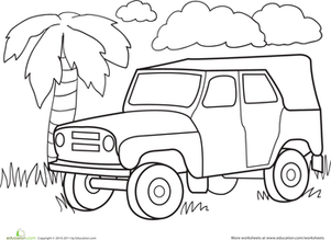 Color a Car: Jungle Jeep