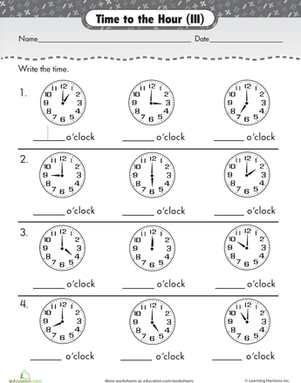 On the Hour: Write the Time #1
