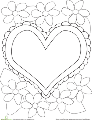 Color the Heart & Flowers