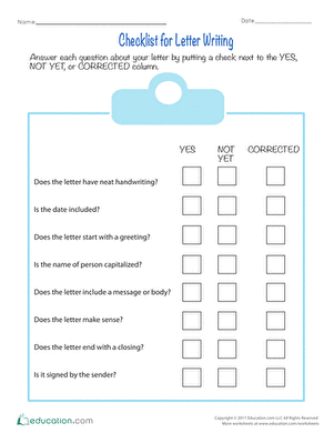 Checklist for Letter Writing