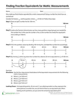 Finding Fraction Equivalents for Metric Measurements