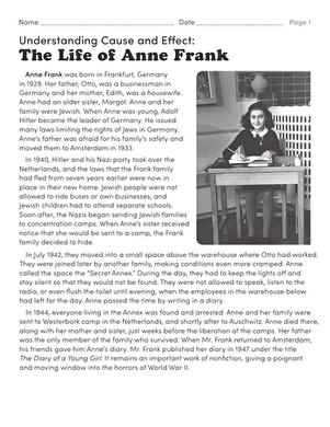 Understanding Cause and Effect: The Life of Anne Frank 