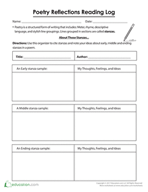 Poetry Reflections Reading Log