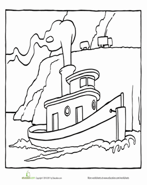 Tugboat Coloring Page