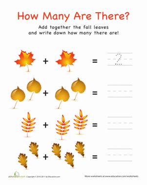 Addition with Pictures: Leaves