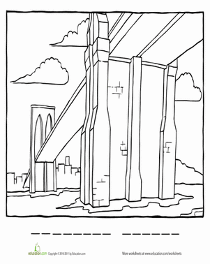 Brooklyn Bridge Coloring Page